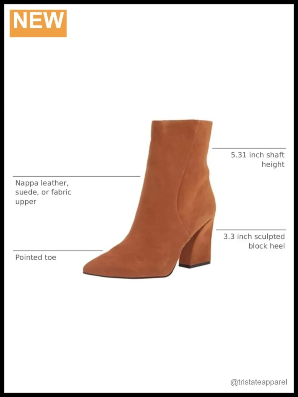 Franco Sarto Womens Vesi Ankle Boots Suede Pointed Toe Block Heel